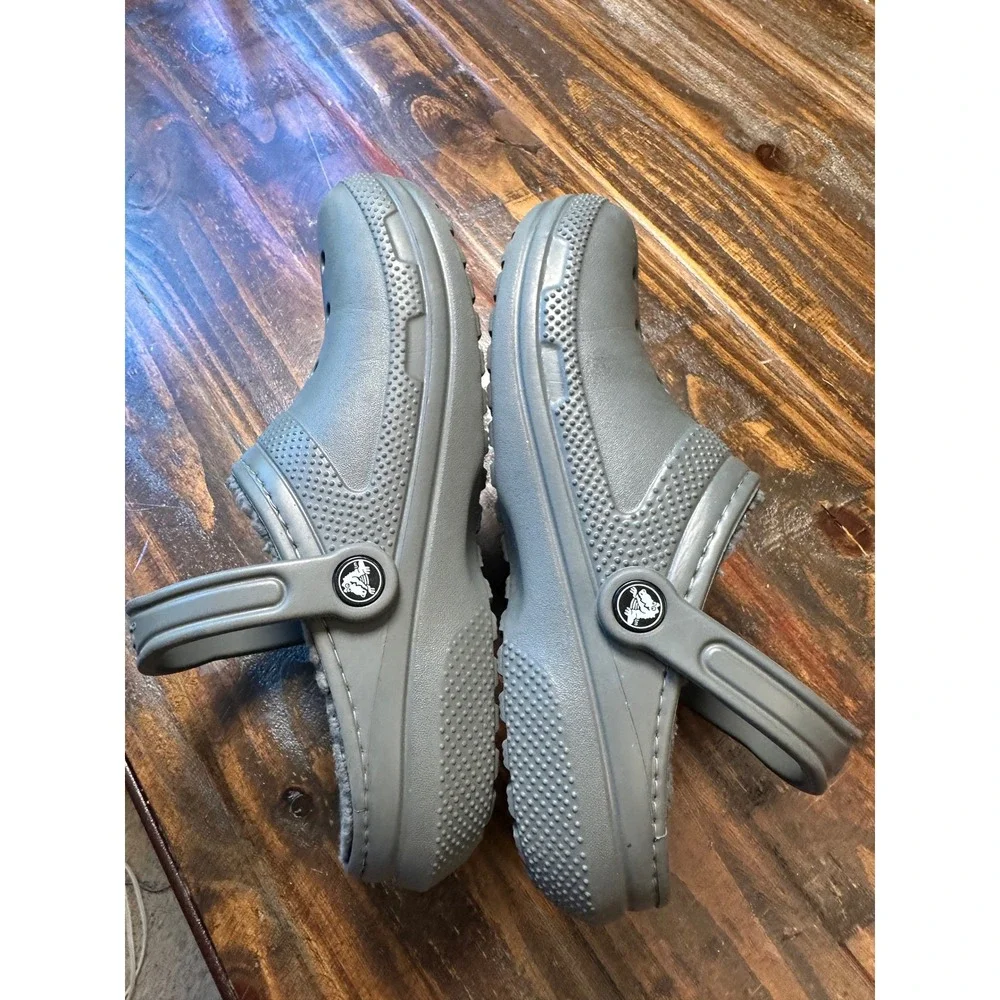 Crocs Classic Lined Clog‎ Slate Grey Men 7 Women 9 Fuzzy Comfort Mule Slippers